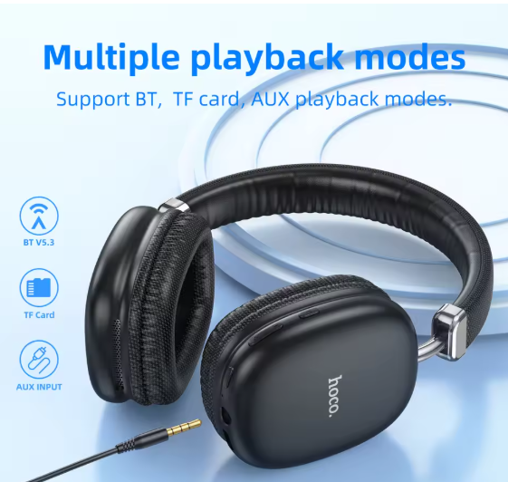 Hoco Wireless Bluetooth Headphones – Deep Bass, Noise Isolation, Premium Build