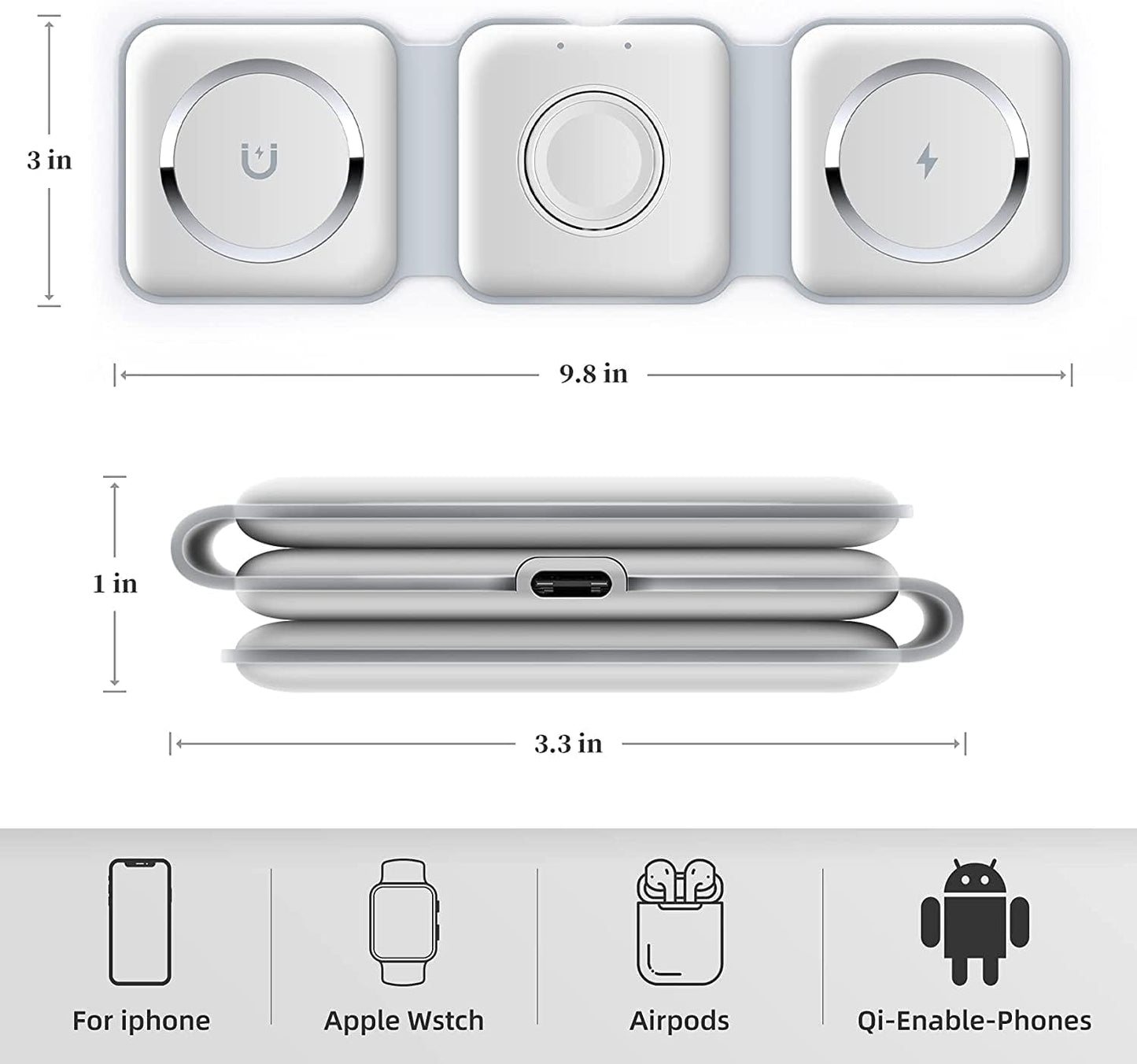 3 in 1 Magnetic Wireless Foldable Fast Charging Pad